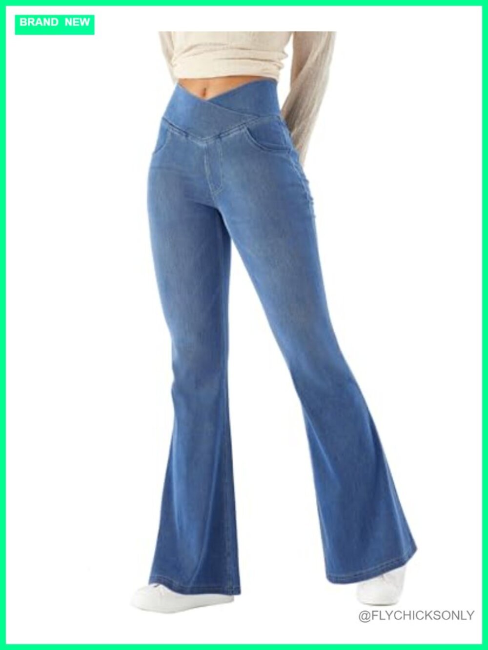 Women's High Waist Pull On Flare Yoga Pants Tummy Control Bell Bottom